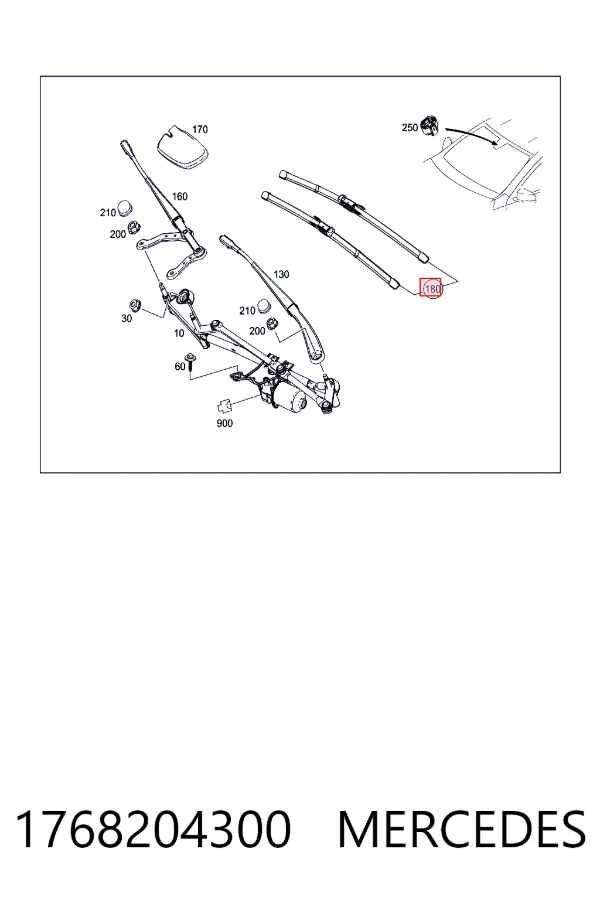 Limpiaparabrisas delanteras 1768204300 Mercedes