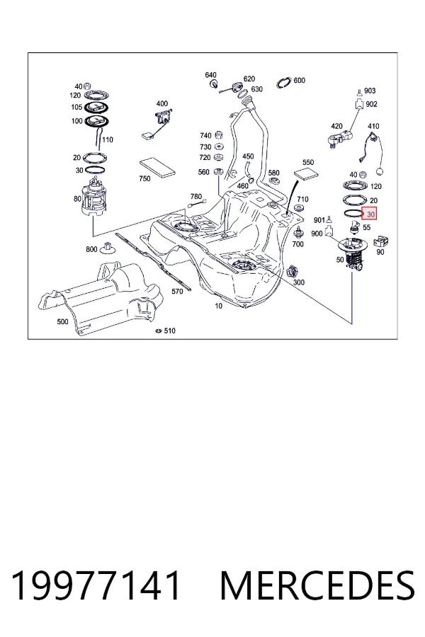 Sello de la bomba de combustible 19977141 Mercedes
