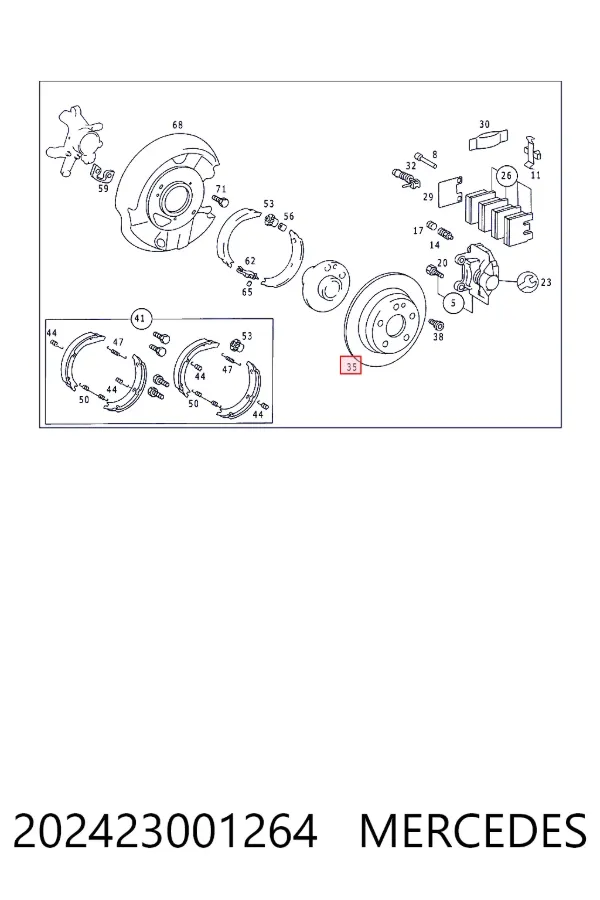 Disco de freno trasero 202423001264 Mercedes
