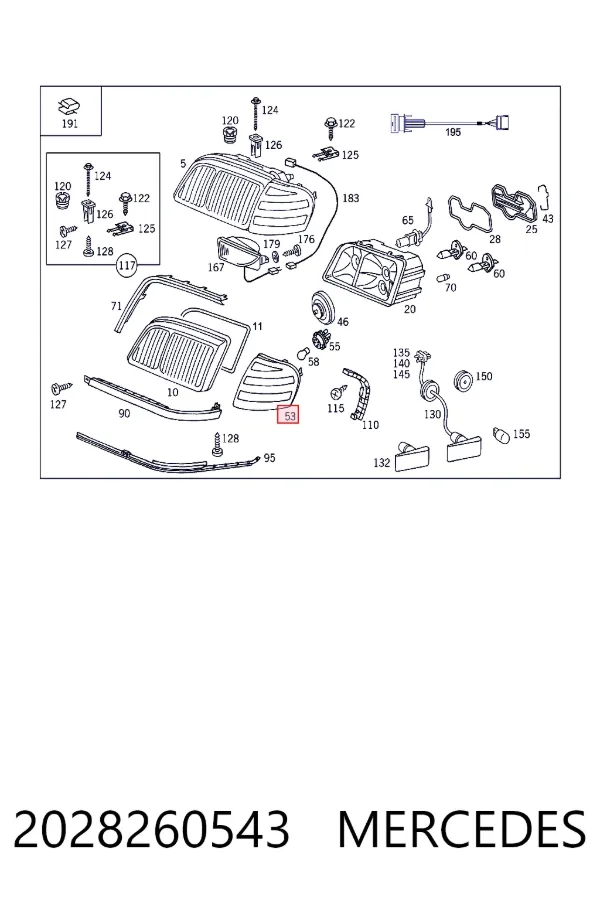 Intermitente izquierdo 2028260543 Mercedes
