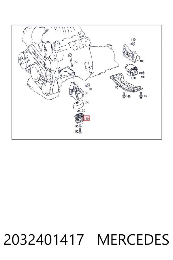 Soporte de motor, Izquierda / Derecha 2032401417 Mercedes