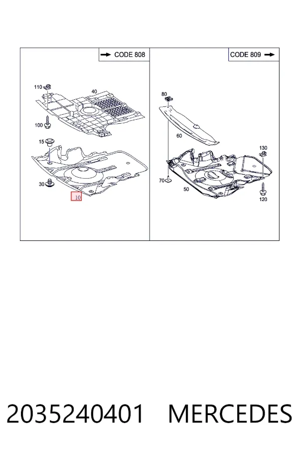 Protección motor / empotramiento Mercedes C S203