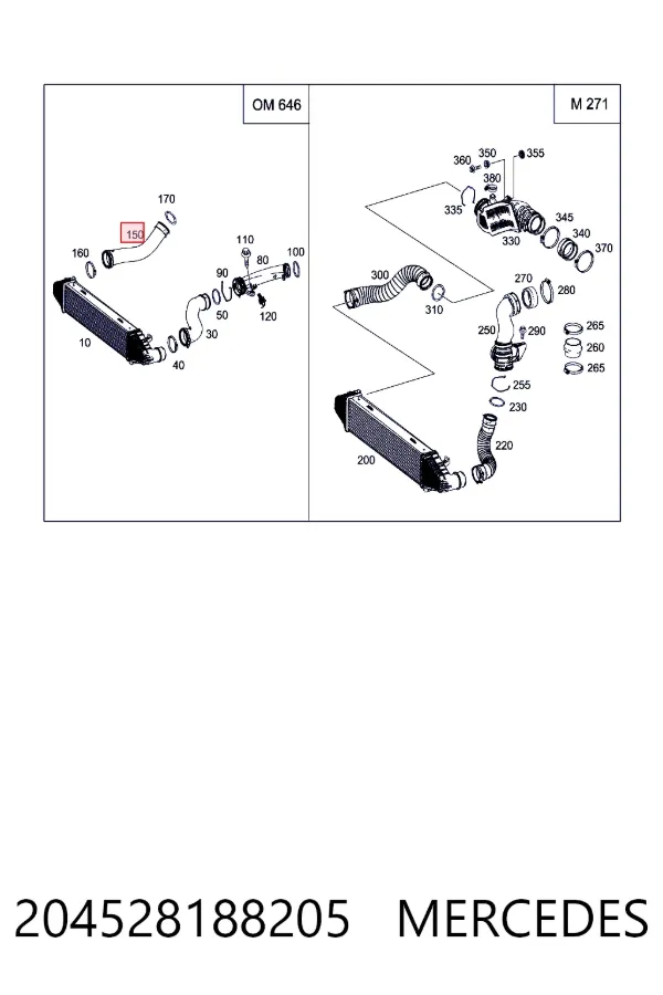 Tubo intercooler 204528188205 Mercedes