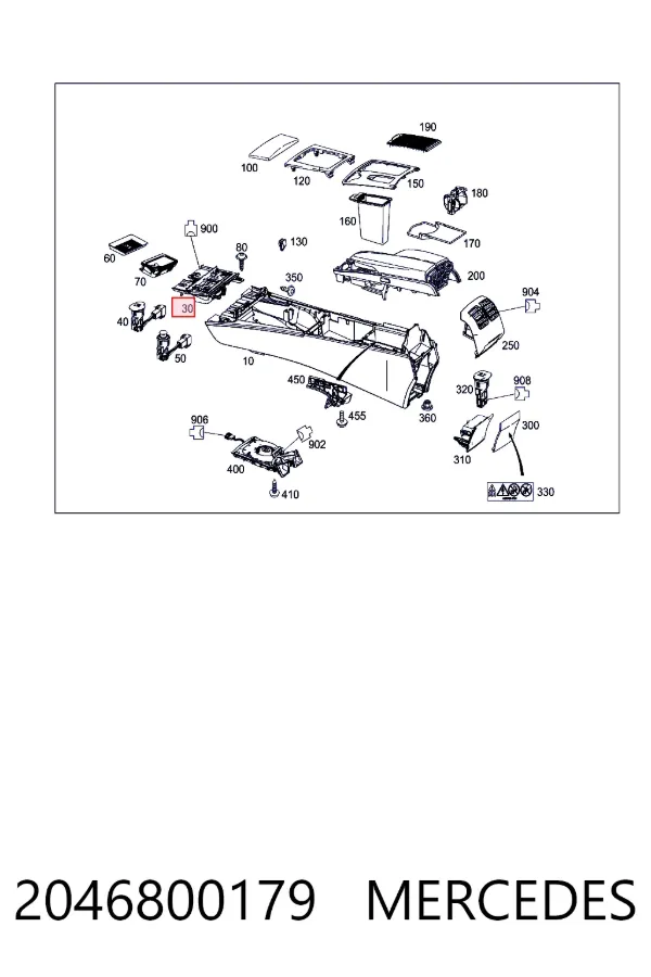 Cenicero de la consola central 2046800179 Mercedes