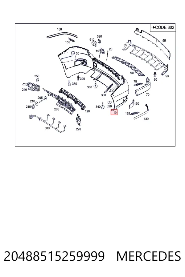 Parachoques trasero Mercedes GLK X204