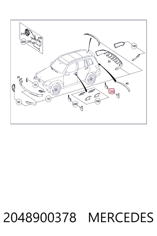Faldillas guardabarros traseros Mercedes GLK X204