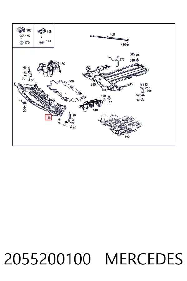 Protección delantera del motor 2055200100 Mercedes