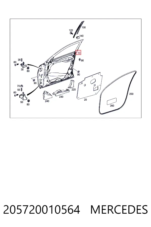 Puerta delantera izquierda 205720010564 Mercedes
