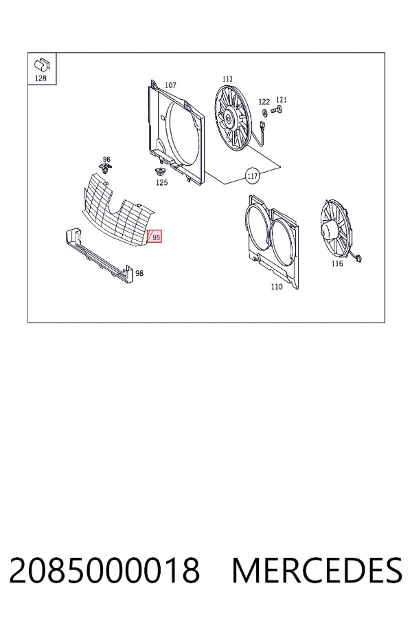 Rejilla de protección del radiador de condensador 2085000018 Mercedes