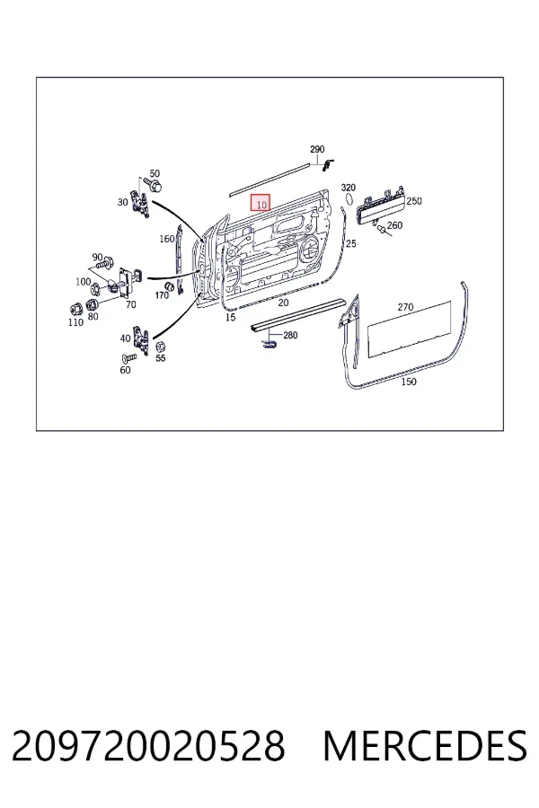 Puerta delantera derecha 209720020528 Mercedes