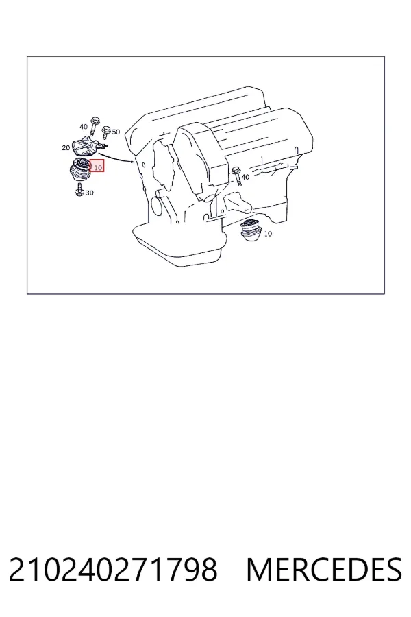 Soporte izquierdo del motor 210240271798 Mercedes