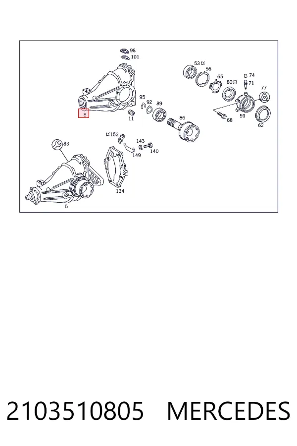 Carcasa del diferencial trasero 2103510805 Mercedes