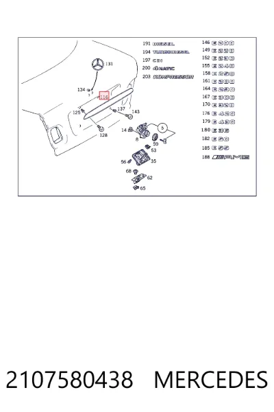 Carcasa de luz de matrícula MERCEDES 2107580438