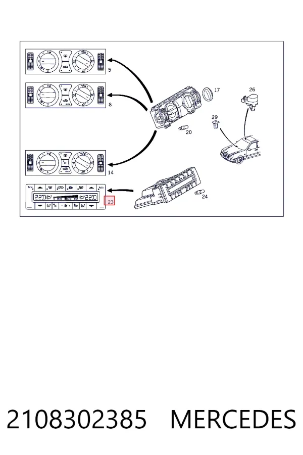 Unidad de control aire acondicionado 2108302385 Mercedes