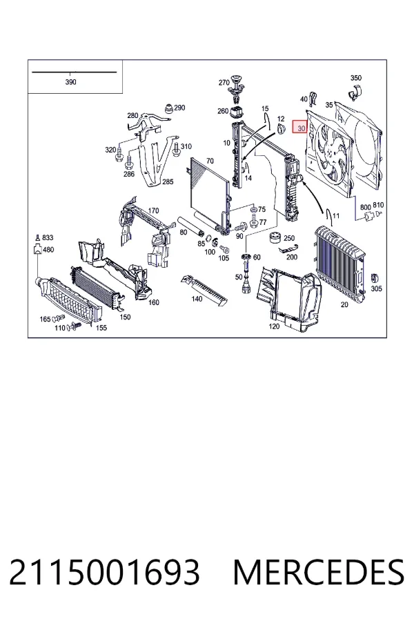 Ventilador de refrigeración completo derecho (motor y hélice) 2115001693 Mercedes