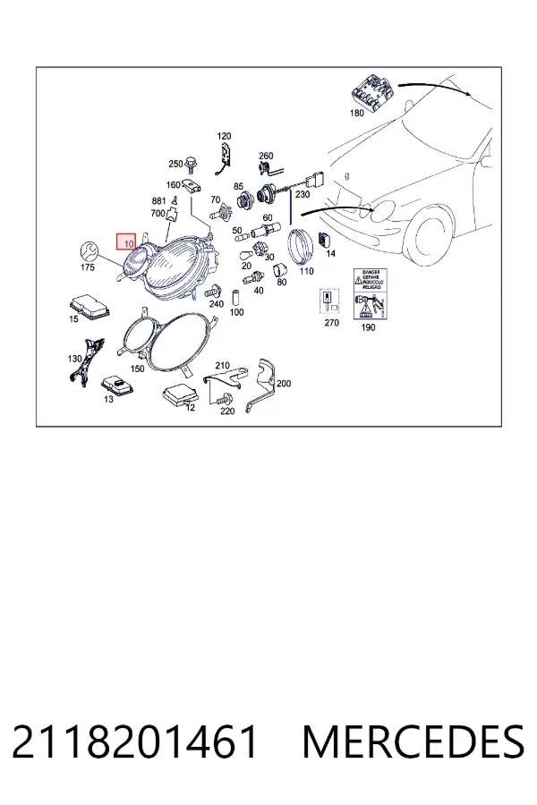 Faro derecho 2118201461 Mercedes