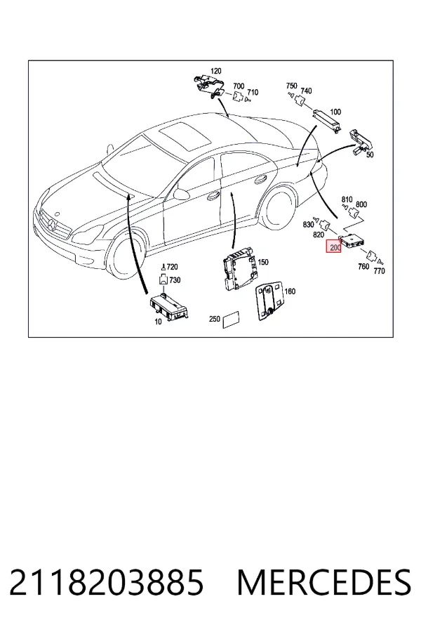 Módulo de control de apertura de la tapa del maletero 2118203885 Mercedes