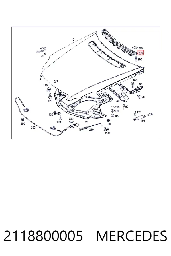 Rejilla del capó 2118800005 Mercedes
