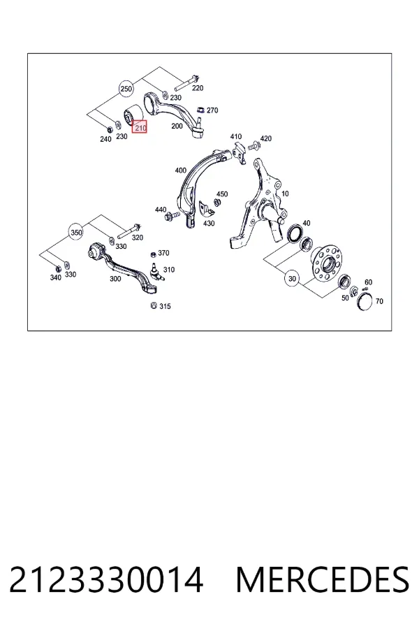 Buje del brazo de suspensión delantero superior 2123330014 Mercedes