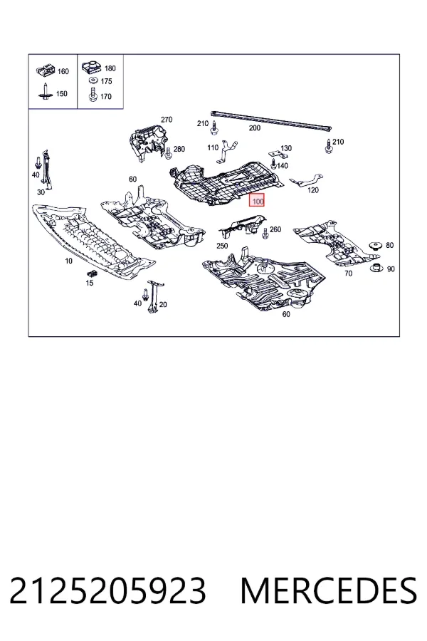Protección trasera del motor 2125205923 Mercedes