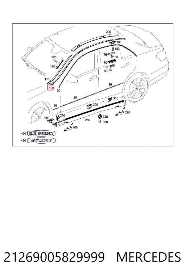 Moldura de techo izquierda 21269005829999 Mercedes