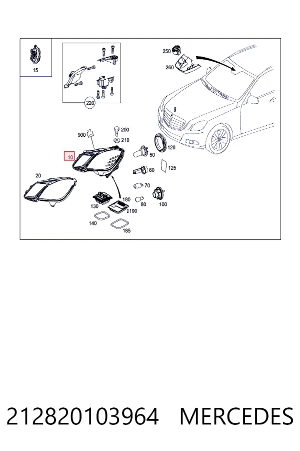 Faro derecho 212820103964 Mercedes