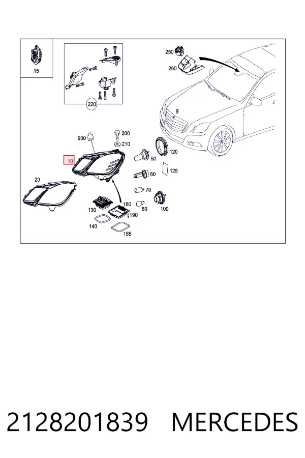 Faro derecho 2128201839 Mercedes
