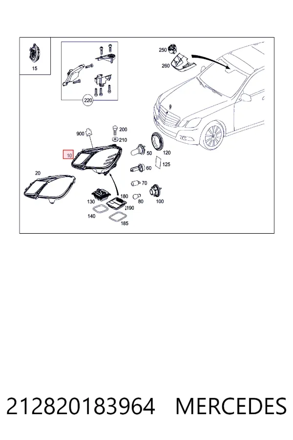 Faro derecho 212820183964 Mercedes