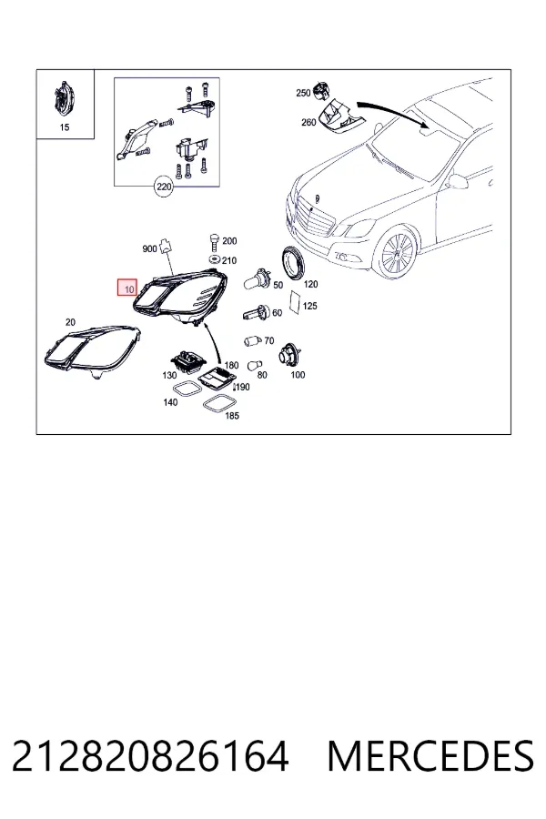 Faro derecho 212820826164 Mercedes