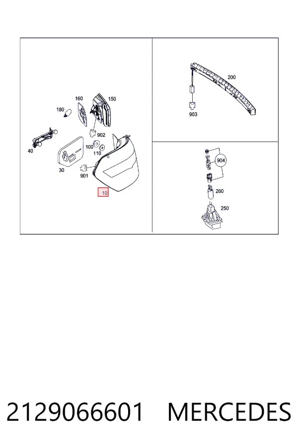 Piloto trasero exterior izquierdo 2129066601 Mercedes