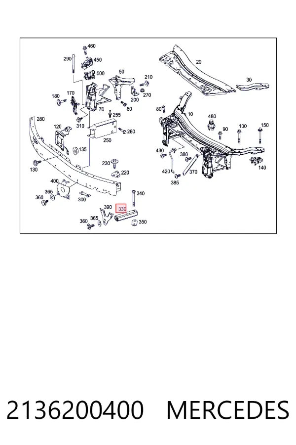 Soporte del refuerzo del parachoques delantero 2136200400 Mercedes