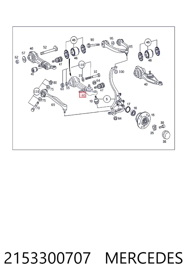 Brazo inferior izquierdo/derecho de suspensión delantera 2153300707 Mercedes