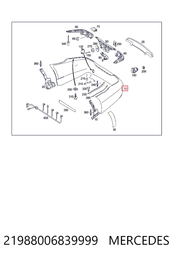 Parachoques trasero 21988006839999 Mercedes
