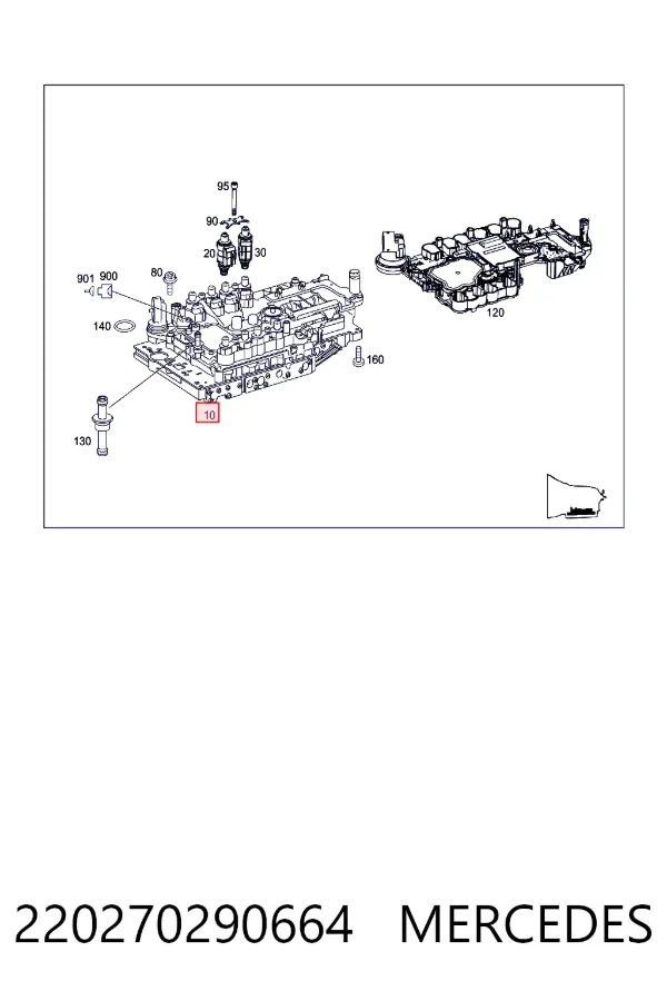 Bloque de válvulas de la transmisión automática 220270290664 Mercedes