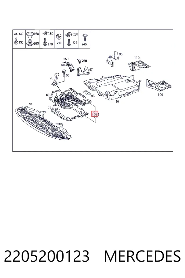 Protección motor / empotramiento 2205200123 Mercedes