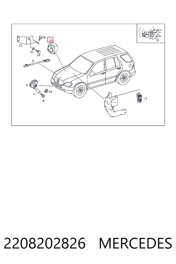 Campana de alarma acústica 2208202826 Mercedes