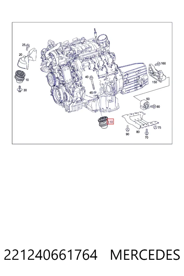 Soporte de motor derecho 221240661764 Mercedes