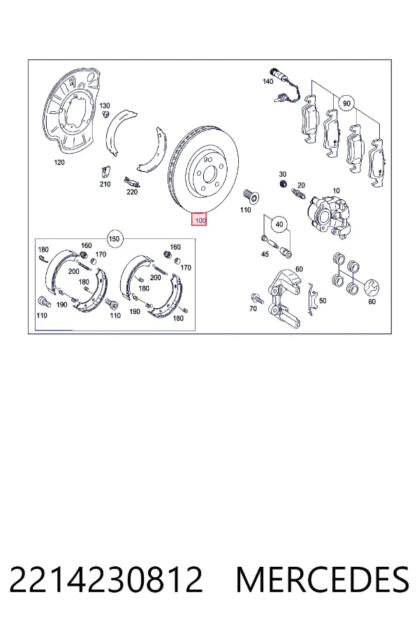 Disco de freno trasero 2214230812 Mercedes