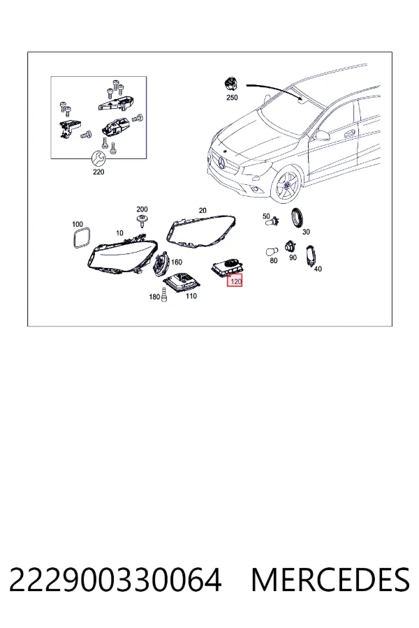 Módulo de control de luces de faros (ECU) 222900330064 Mercedes
