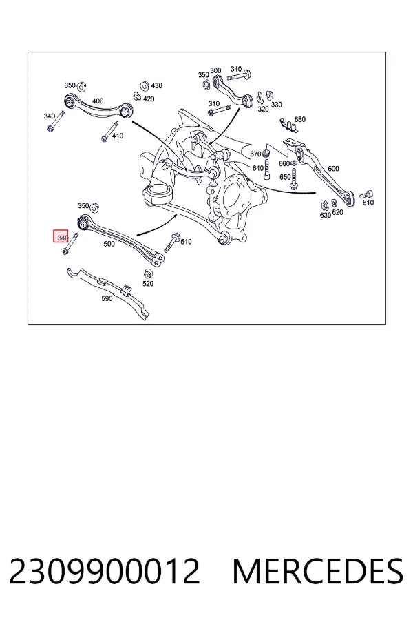 Perno de fijación del brazo inferior trasero exterior 2309900012 Mercedes