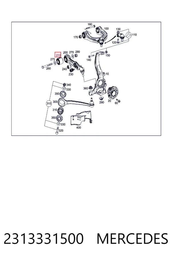 Silentblock del brazo de suspensión 2313331500 Mercedes