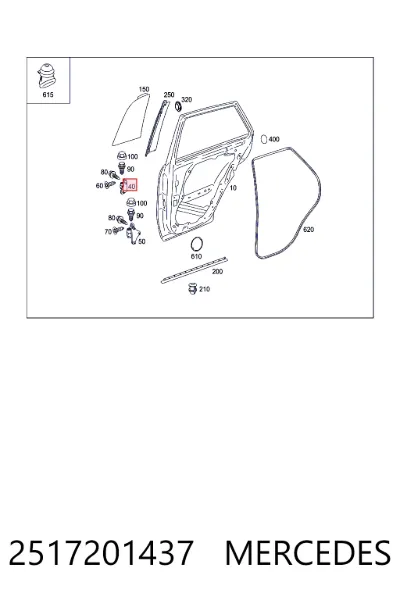 Bisagra de la puerta delantera derecha MERCEDES 2517201437