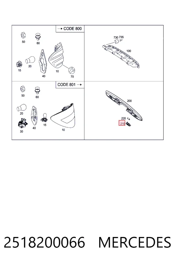 Luz matricula 2518200066 Mercedes