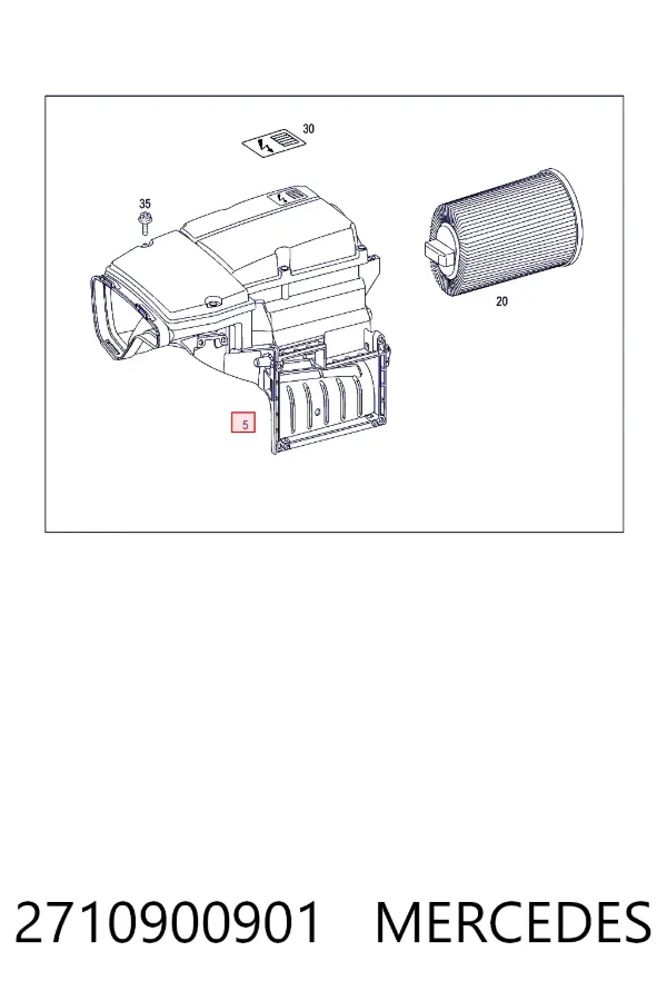 Caja del filtro de aire 2710900901 Mercedes