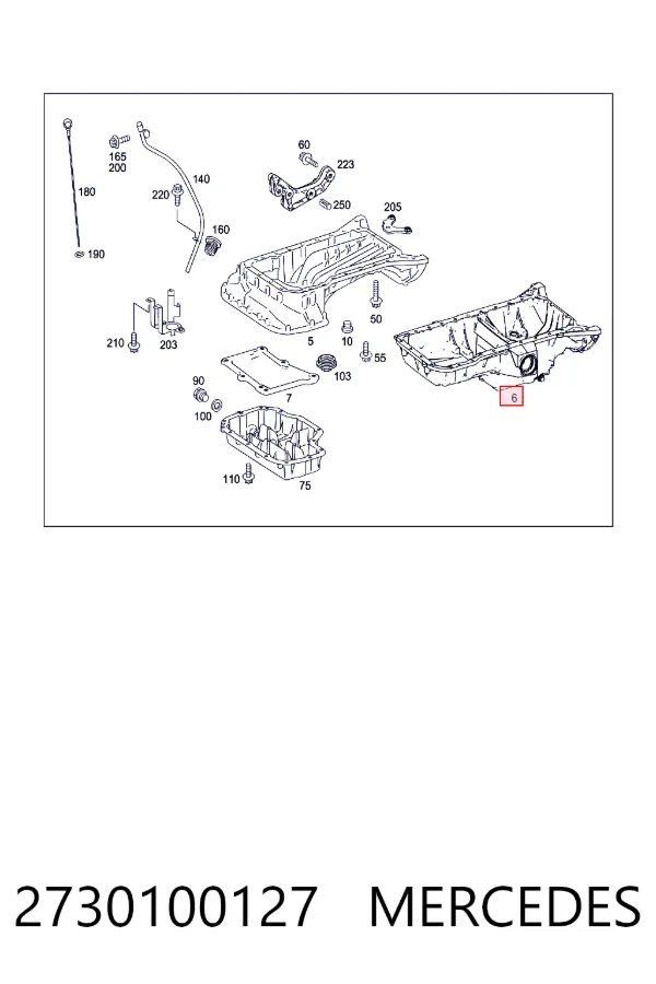 Cárter de aceite del motor 2730100127 Mercedes