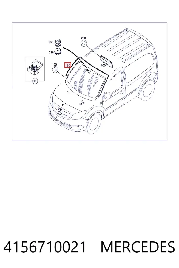 Moldura de parabrisas 4156710021 Mercedes