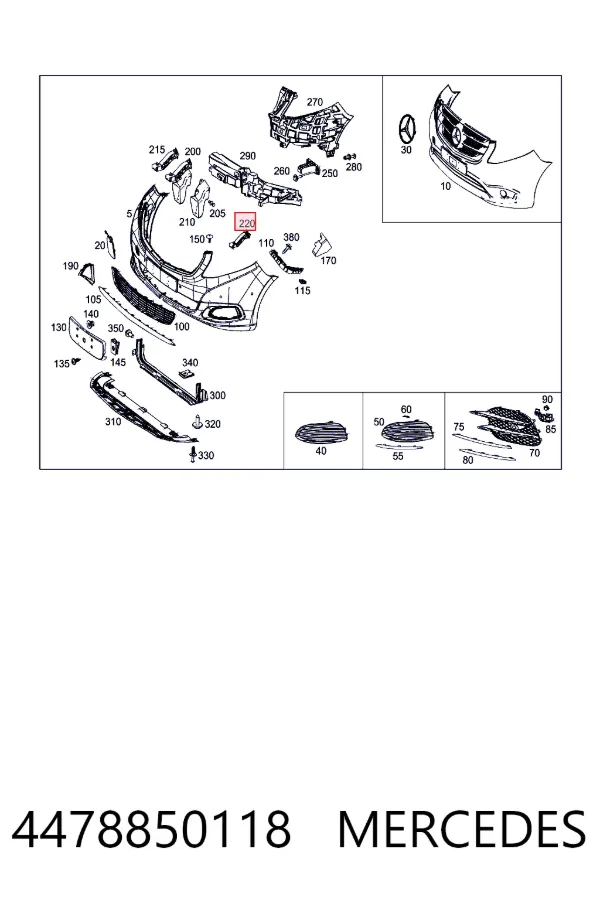 Soporte de parachoques delantero izquierdo 4478850118 Mercedes