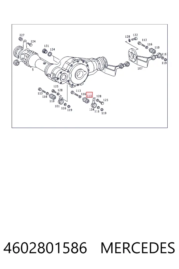 Silentblock del soporte del diferencial delantero trasero 4602801586 Mercedes