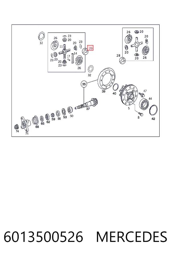 Kit de reparación de diferencial del eje trasero 6013500526 Mercedes