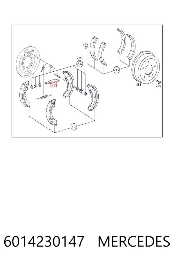 Mecanismo expansor de las zapatas del freno de estacionamiento 6014230147 Mercedes